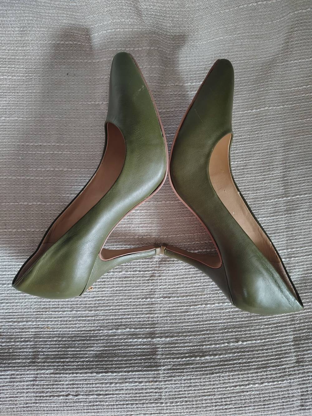 Jessica Simpson Olive Green Leather Pointed Toe Pumps Wide 7.5W - Picture 6 of 14